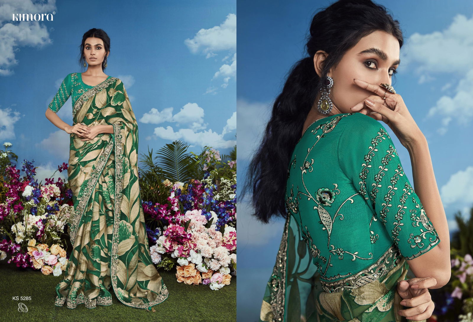 Bagicha By Kimora Brasso Designer Printed Party Wear Sarees Wholesale Shop In Surat